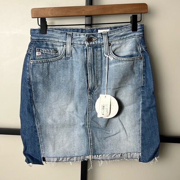 NWT AG Adriano Goldschmied The Vera Mini Skirt 2 tones Womens Sz 25 - Picture 1 of 7